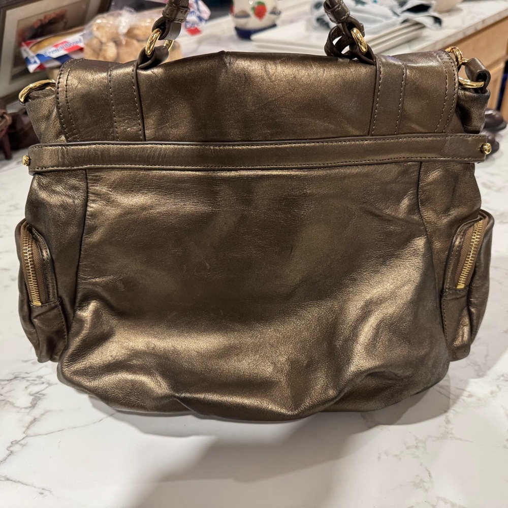 Badgley Mischka Bronze Metallic Leather Bag - Picture 6 of 13